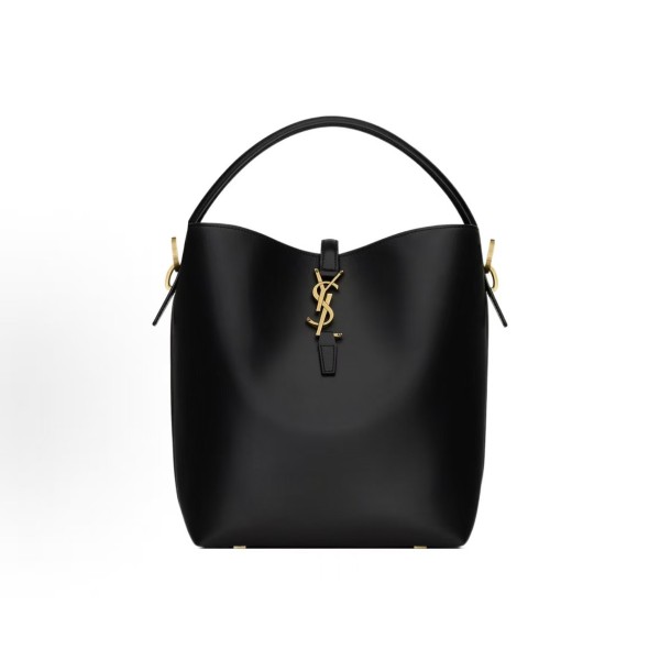 SAINT LAURENT YSL LE37 Gold Logo Hook buckle opening and closing single-shoulder crossbody handbag for women, black